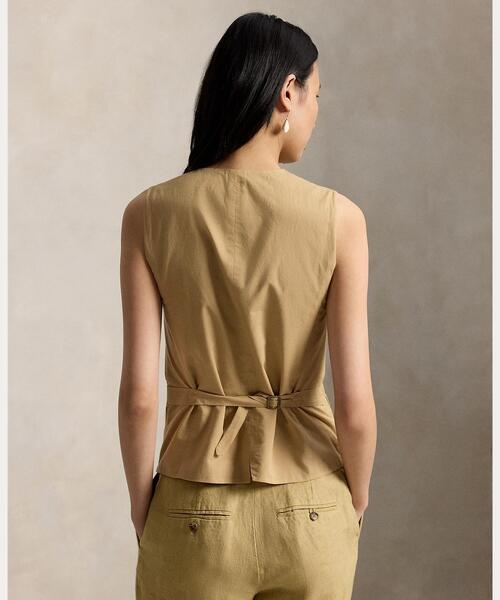 POLO RALPH LAUREN（ポロ ラルフ ローレン）の「ボタンド デラヴェ リネン ベスト（ベスト・レディース・ブラウン系5・00/8/6/4/0/2）」の8枚目の写真