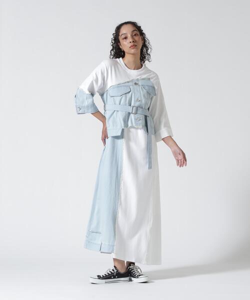 AULA AILA(アウラアイラ)の「AULA AILA/アウラアイラ/DENIM COMBINATION ONE PIECE/デニムコンビネーションワンピース(ワンピース・レディース・ホワイト/その他18・0)」の1枚目の写真
