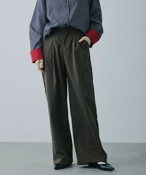 Mirette(ミレット)の「センターライン セミワイドストレートパンツ / Center Line Semi-Wide Straight Pants(スラックス・レディース・カーキ/ブラウン/オフホワイト・SMALL/MEDIUM/LARGE)」の19枚目の写真