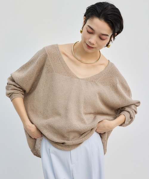 BARNYARDSTORM（バンヤードストーム）の「BARNYARDSTORM / 2WAYライトペーパーニット【WEB限定カラー】（ニット/セーター・レディース・ブラック/オフホワイト/ベージュ/レッド/ライトブルー・FREE）」の4枚目の写真