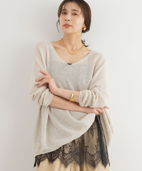 BARNYARDSTORM（バンヤードストーム）の「BARNYARDSTORM / 2WAYライトペーパーニット【WEB限定カラー】（ニット/セーター・レディース・ブラック/オフホワイト/ベージュ/レッド/ライトブルー・FREE）」の2枚目の写真