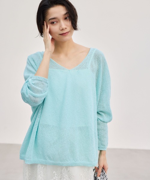 BARNYARDSTORM（バンヤードストーム）の「BARNYARDSTORM / 2WAYライトペーパーニット【WEB限定カラー】（ニット/セーター・レディース・ブラック/オフホワイト/ベージュ/レッド/ライトブルー・FREE）」の5枚目の写真