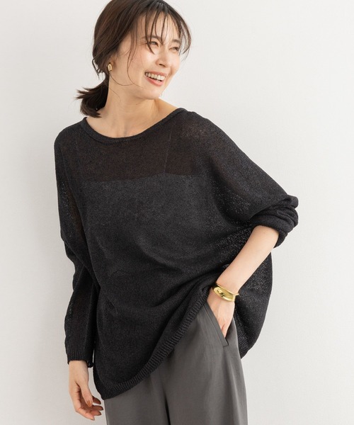 BARNYARDSTORM（バンヤードストーム）の「BARNYARDSTORM / 2WAYライトペーパーニット【WEB限定カラー】（ニット/セーター・レディース・ブラック/オフホワイト/ベージュ/レッド/ライトブルー・FREE）」の3枚目の写真