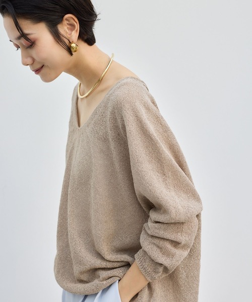 BARNYARDSTORM（バンヤードストーム）の「BARNYARDSTORM / 2WAYライトペーパーニット【WEB限定カラー】（ニット/セーター・レディース・ブラック/オフホワイト/ベージュ/レッド/ライトブルー・FREE）」の14枚目の写真