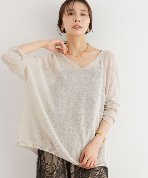 BARNYARDSTORM（バンヤードストーム）の「BARNYARDSTORM / 2WAYライトペーパーニット【WEB限定カラー】（ニット/セーター・レディース・ブラック/オフホワイト/ベージュ/レッド/ライトブルー・FREE）」の19枚目の写真