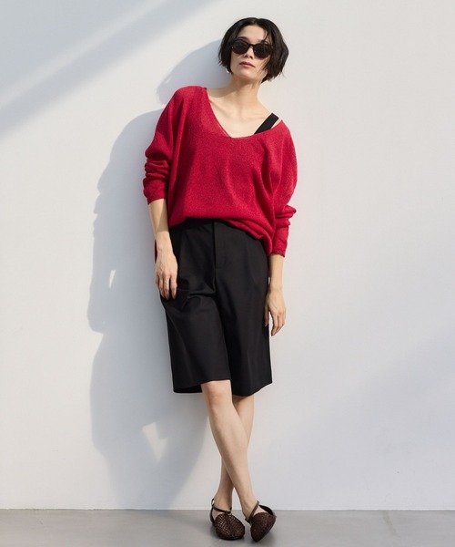 BARNYARDSTORM（バンヤードストーム）の「BARNYARDSTORM / 2WAYライトペーパーニット【WEB限定カラー】（ニット/セーター・レディース・ブラック/オフホワイト/ベージュ/レッド/ライトブルー・FREE）」の8枚目の写真