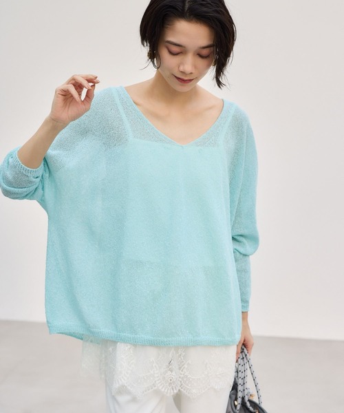 BARNYARDSTORM（バンヤードストーム）の「BARNYARDSTORM / 2WAYライトペーパーニット【WEB限定カラー】（ニット/セーター・レディース・ブラック/オフホワイト/ベージュ/レッド/ライトブルー・FREE）」の10枚目の写真