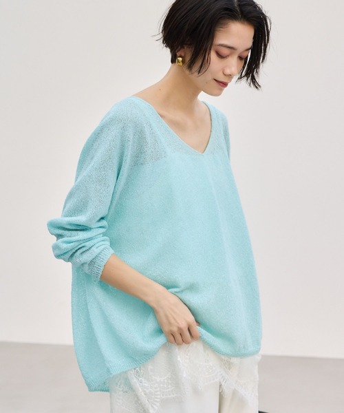 BARNYARDSTORM（バンヤードストーム）の「BARNYARDSTORM / 2WAYライトペーパーニット【WEB限定カラー】（ニット/セーター・レディース・ブラック/オフホワイト/ベージュ/レッド/ライトブルー・FREE）」の11枚目の写真