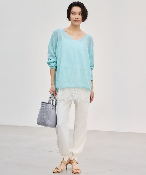 BARNYARDSTORM（バンヤードストーム）の「BARNYARDSTORM / 2WAYライトペーパーニット【WEB限定カラー】（ニット/セーター・レディース・ブラック/オフホワイト/ベージュ/レッド/ライトブルー・FREE）」の12枚目の写真