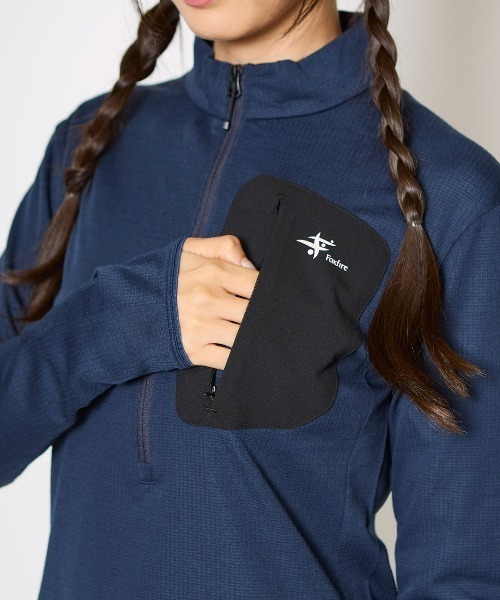 Foxfire(フォックスファイヤー)の「マイクログリッドWハーフZIP(Tシャツ/カットソー・レディース・ライトブルー・L/S)」の3枚目の写真