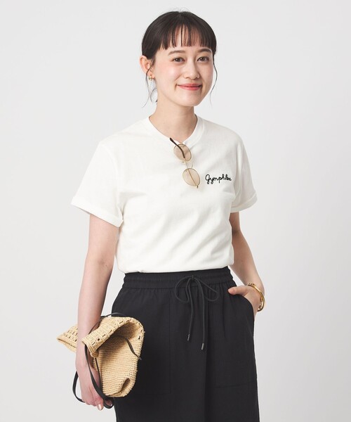 GYMPHLEX（ジムフレックス）の「＜Gymphlex＞ショートスリーブ エンブロイダリー Tシャツ（Tシャツ/カットソー・レディース・その他1/ダークグレー/オフホワイト/コバルトブルー・FREE）」の9枚目の写真