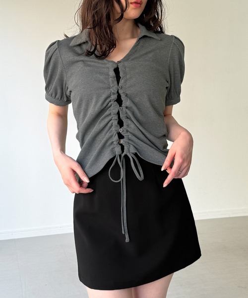 junoah（ジュノア）の「ドロストデザインリブトップス（Tシャツ/カットソー・レディース・ダークブラウン/グレー/ブラック・SMALL/MEDIUM/LARGE）」の11枚目の写真
