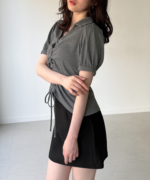 junoah（ジュノア）の「ドロストデザインリブトップス（Tシャツ/カットソー・レディース・ダークブラウン/グレー/ブラック・SMALL/MEDIUM/LARGE）」の12枚目の写真