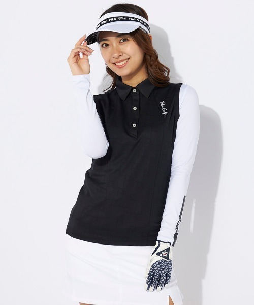 FILA GOLF(フィラゴルフ )の「【FILA GOLF:フィラゴルフ】レディースノースリーブ+インナーシャツ ゴルフ(シャツ/ブラウス・レディース・ブラック・MEDIUM/LARGE/SMALL)」の1枚目の写真