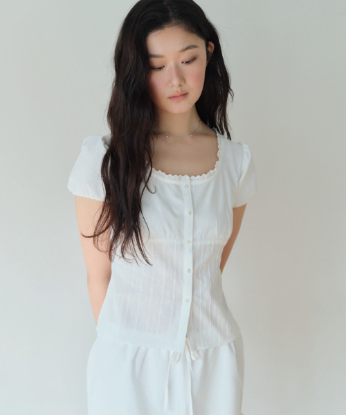HOMEBODY THINGS（ホームバディ ティングズ）の「Lace Puff Blouse (WHITE)（シャツ/ブラウス・レディース・その他・2/1）」の2枚目の写真