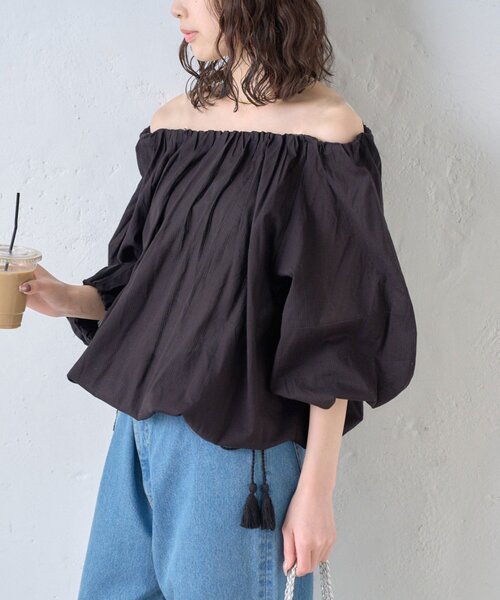 CIAOPANIC TYPY(チャオパニックティピー)の「【india】2WAY裾紐ギャザードビーブラウス(シャツ/ブラウス・レディース・ホワイト/レッド/ブラック/イエロー・ONE SIZE)」の3枚目の写真