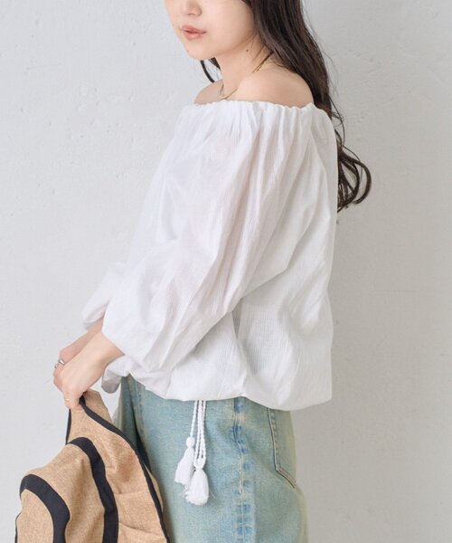 CIAOPANIC TYPY(チャオパニックティピー)の「【india】2WAY裾紐ギャザードビーブラウス(シャツ/ブラウス・レディース・ホワイト/レッド/ブラック/イエロー・ONE SIZE)」の7枚目の写真