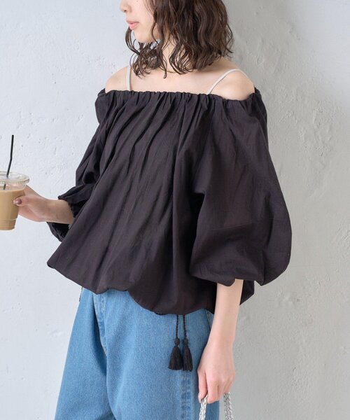 CIAOPANIC TYPY(チャオパニックティピー)の「【india】2WAY裾紐ギャザードビーブラウス(シャツ/ブラウス・レディース・ホワイト/レッド/ブラック/イエロー・ONE SIZE)」の15枚目の写真