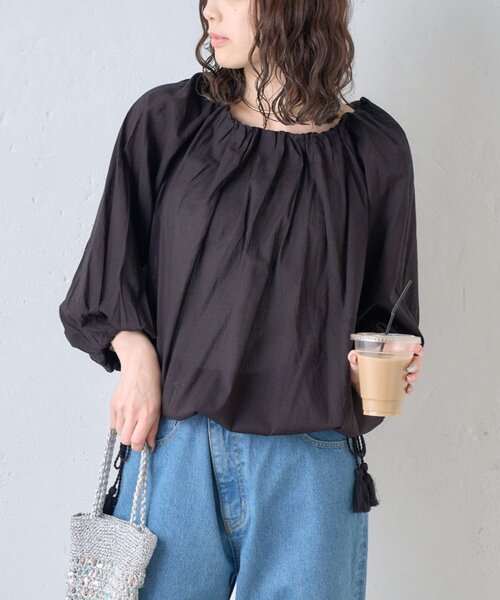 CIAOPANIC TYPY(チャオパニックティピー)の「【india】2WAY裾紐ギャザードビーブラウス(シャツ/ブラウス・レディース・ホワイト/レッド/ブラック/イエロー・ONE SIZE)」の18枚目の写真