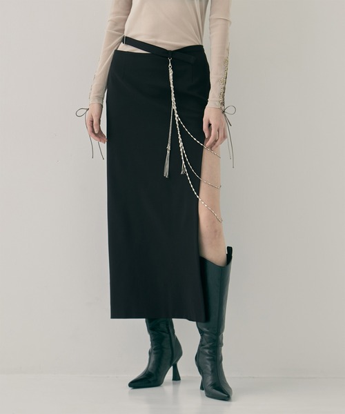 スカート tanakadaisuke tanakadaisuke/タナカダイスケ】three long chain cut-out tight skirt