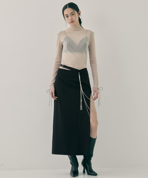 tanakadaisuke タイトスカート tanakadaisuke/タナカダイスケ】three long chain cut-out tight skirt