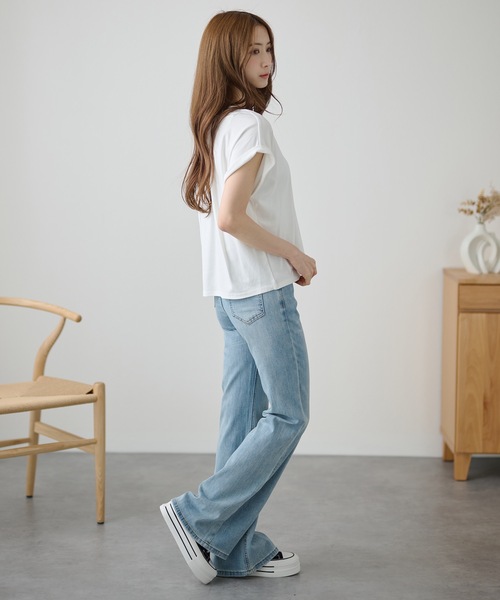 DAYRA（デイラ）の「ハイウエスト セミワイド ストレート デニム パンツ（デニムパンツ・レディース・ブルー・S/XL/L/M）」の5枚目の写真