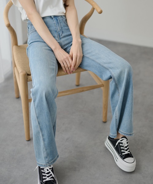 DAYRA（デイラ）の「ハイウエスト セミワイド ストレート デニム パンツ（デニムパンツ・レディース・ブルー・S/XL/L/M）」の10枚目の写真