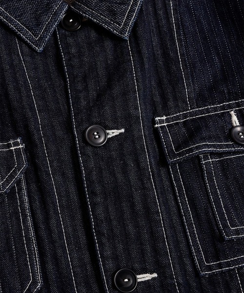 FDMTL（ファンダメンタル）の「【FDMTL】PACHWORK COVERALL JACKET RINSE（デニムジャケット・メンズ・インディゴブルー・5/4/3）」の6枚目の写真