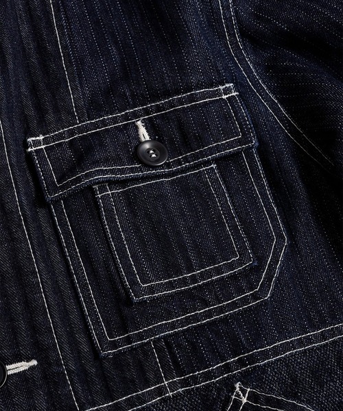 FDMTL（ファンダメンタル）の「【FDMTL】PACHWORK COVERALL JACKET RINSE（デニムジャケット・メンズ・インディゴブルー・5/4/3）」の5枚目の写真