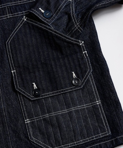 FDMTL（ファンダメンタル）の「【FDMTL】PACHWORK COVERALL JACKET RINSE（デニムジャケット・メンズ・インディゴブルー・5/4/3）」の4枚目の写真