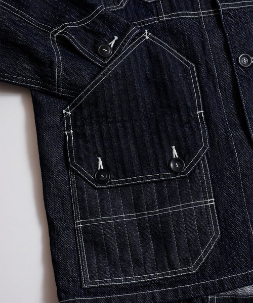 FDMTL（ファンダメンタル）の「【FDMTL】PACHWORK COVERALL JACKET RINSE（デニムジャケット・メンズ・インディゴブルー・5/4/3）」の3枚目の写真