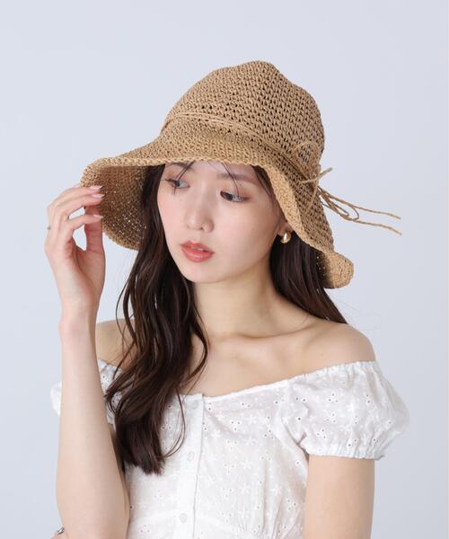 FREE'S MART（フリーズマート）の「雑材ハット（ハット・レディース・ブラウン/ベージュ・ﾌﾘ-）」の4枚目の写真