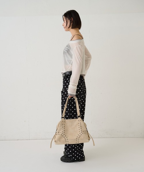 WHO'S WHO gallery（フーズフーギャラリー）の「ドットスラッシュポケットスウェットパンツ（スウェットパンツ・レディース・グレー/ブラック・MEDIUM/SMALL）」の3枚目の写真