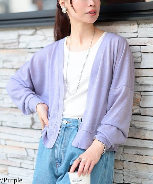 GOLDJAPAN（ゴールドジャパン）の「シアースラブクロップドボレロ【大きいサイズ対応】（カーディガン/ボレロ・レディース・ブラウン/パープル/ブルー/オフホワイト/ブラック・4L～5L/LL～3L）」の5枚目の写真