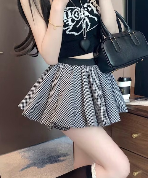 pyornim(ピョルニム)の「【インパン付き】バルーンミニスカート(スカート・レディース・ブラック/その他/ホワイト・M)」の3枚目の写真