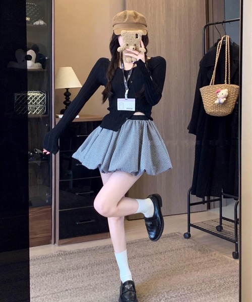 pyornim(ピョルニム)の「【インパン付き】バルーンミニスカート(スカート・レディース・ブラック/その他/ホワイト・M)」の7枚目の写真