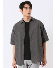 シャツ メンズ 半袖 リネン混 レギュラーカラー ややゆったり ルーズフィット 