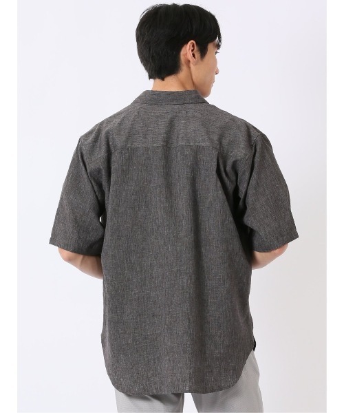 TAKA-Q（タカキュー）の「シャツ メンズ 半袖 リネン混 レギュラーカラー ややゆったり ルーズフィット （シャツ/ブラウス・メンズ・ベージュ/グレー系その他2・MEDIUM/X-LARGE/LARGE）」の5枚目の写真