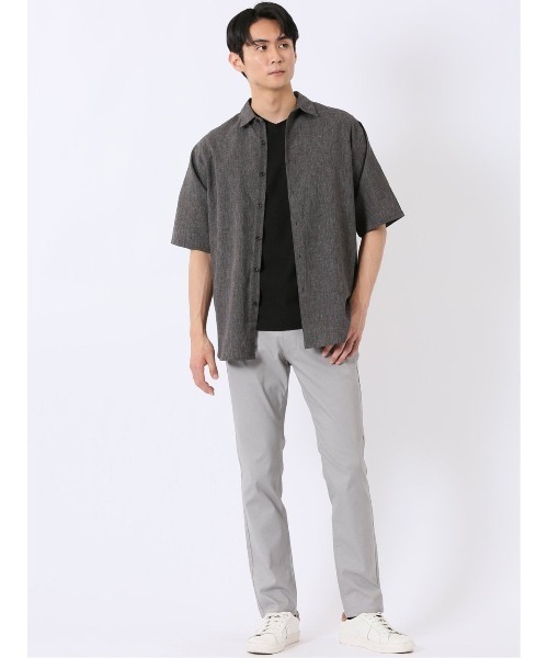 TAKA-Q（タカキュー）の「シャツ メンズ 半袖 リネン混 レギュラーカラー ややゆったり ルーズフィット （シャツ/ブラウス・メンズ・ベージュ/グレー系その他2・MEDIUM/X-LARGE/LARGE）」の7枚目の写真
