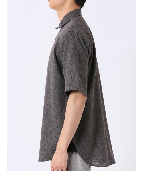 TAKA-Q（タカキュー）の「シャツ メンズ 半袖 リネン混 レギュラーカラー ややゆったり ルーズフィット （シャツ/ブラウス・メンズ・ベージュ/グレー系その他2・MEDIUM/X-LARGE/LARGE）」の9枚目の写真