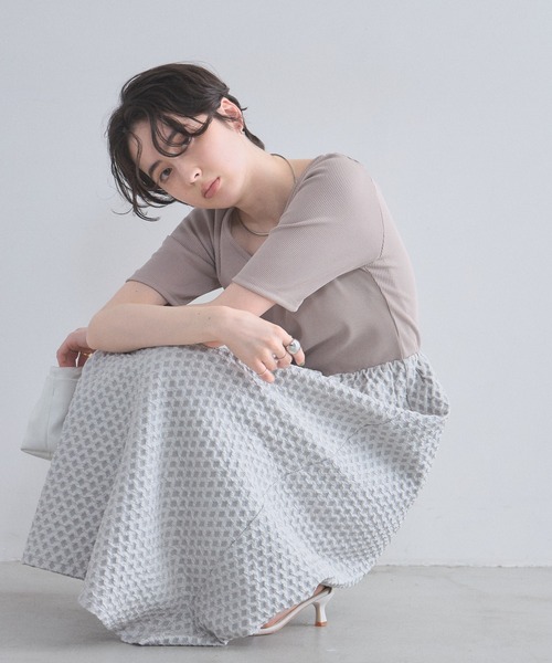 &. NOSTALGIA(アンドドットノスタルジア)の「【ZOZO限定】リブカット×ジャガードワンピース(ワンピース・レディース・ネイビー/ブラック/グレー・M)」の19枚目の写真