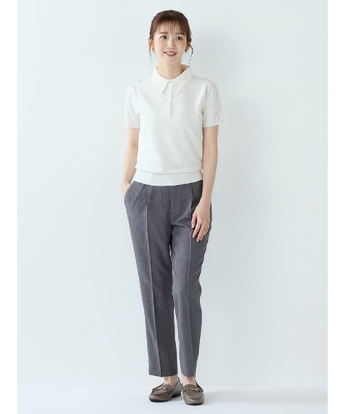 Perfect Suit FActory(パーフェクトスーツファクトリー)の「ベーシックニットポロシャツ オフホワイト/ブラック/イエロー/L.グリーン/ネイビー(Tシャツ/カットソー・レディース・ライトグリーン/オフホワイト/ネイビー/イエロー/ブラック・L/M)」の7枚目の写真