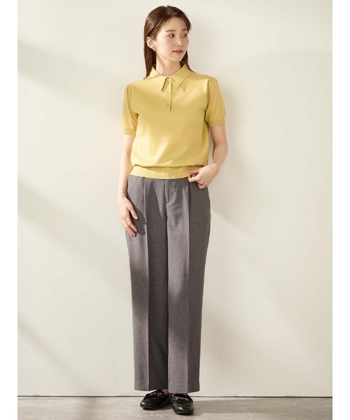 Perfect Suit FActory(パーフェクトスーツファクトリー)の「ベーシックニットポロシャツ オフホワイト/ブラック/イエロー/L.グリーン/ネイビー(Tシャツ/カットソー・レディース・ライトグリーン/オフホワイト/ネイビー/イエロー/ブラック・L/M)」の11枚目の写真