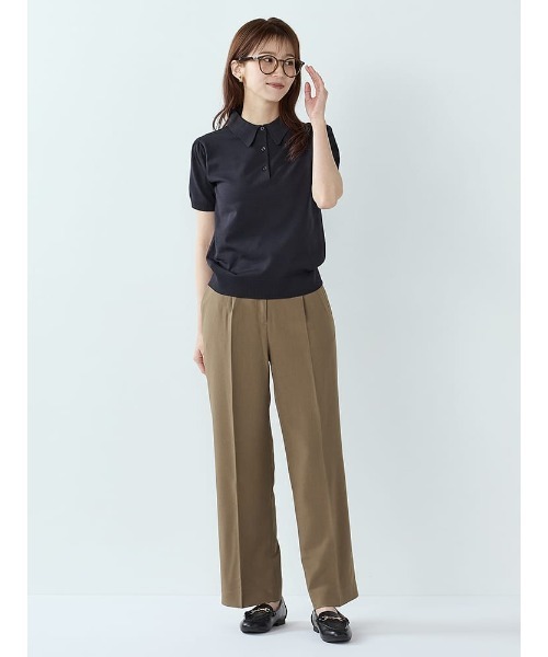 Perfect Suit FActory(パーフェクトスーツファクトリー)の「ベーシックニットポロシャツ オフホワイト/ブラック/イエロー/L.グリーン/ネイビー(Tシャツ/カットソー・レディース・ライトグリーン/オフホワイト/ネイビー/イエロー/ブラック・L/M)」の21枚目の写真