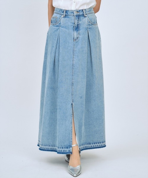 AND COUTURE(アンドクチュール)の「デニムタックフレアスカート(デニムスカート・レディース・ブルー・MEDIUM/SMALL)」の5枚目の写真