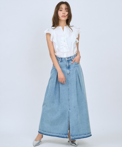 AND COUTURE(アンドクチュール)の「デニムタックフレアスカート(デニムスカート・レディース・ブルー・MEDIUM/SMALL)」の14枚目の写真