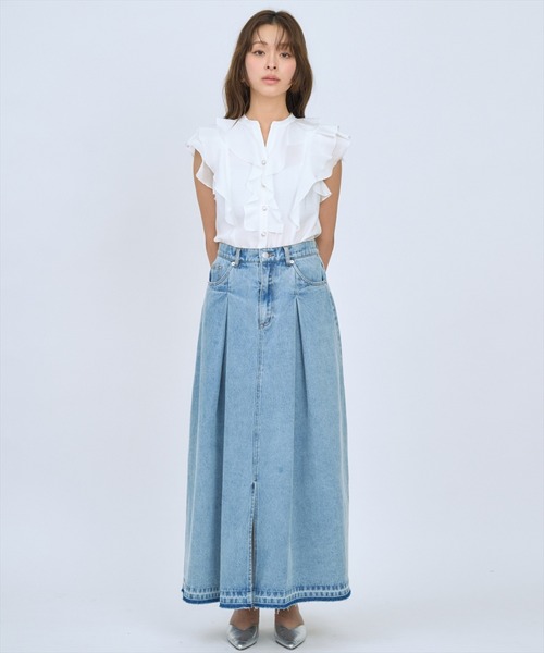 AND COUTURE(アンドクチュール)の「デニムタックフレアスカート(デニムスカート・レディース・ブルー・MEDIUM/SMALL)」の15枚目の写真