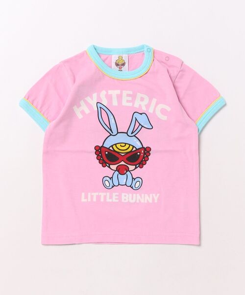 HYSTERIC MINI（ヒステリックミニ）の「【3月予約商品】LITTLE BUNNY リンガー半袖Tシャツ（Tシャツ/カットソー・キッズ・ホワイト/ベビーピンク・90）」の2枚目の写真