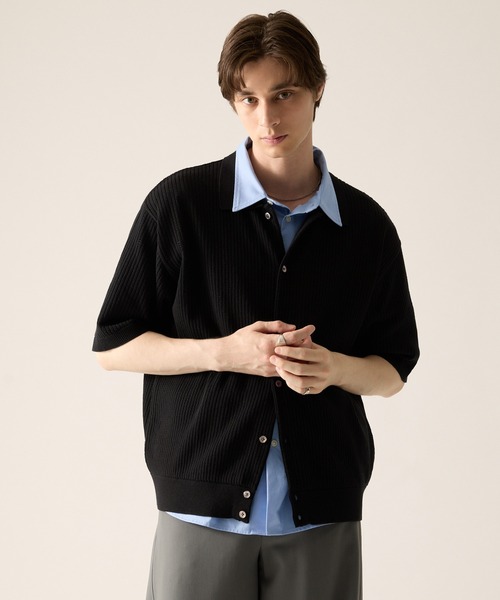 CLEL（クレイル）の「【CLEL】Short Sleeve Mesh Knit Shirt / 半袖メッシュニットシャツ（シャツ/ブラウス・メンズ・グレー/レッド/ブラック・L/XS/M/S）」の15枚目の写真
