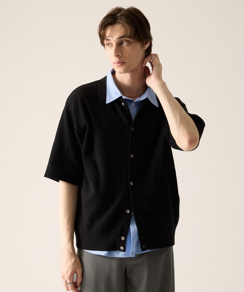 CLEL（クレイル）の「【CLEL】Short Sleeve Mesh Knit Shirt / 半袖メッシュニットシャツ（シャツ/ブラウス・メンズ・グレー/レッド/ブラック・L/XS/M/S）」の16枚目の写真